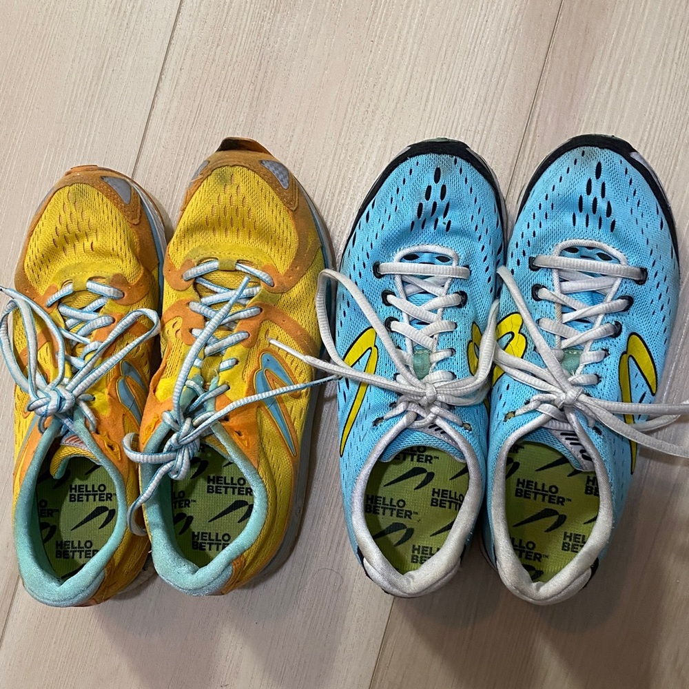Women’s NEWTON Blue and Yellow Athletic Sneakers PLUS an extra bonus pair